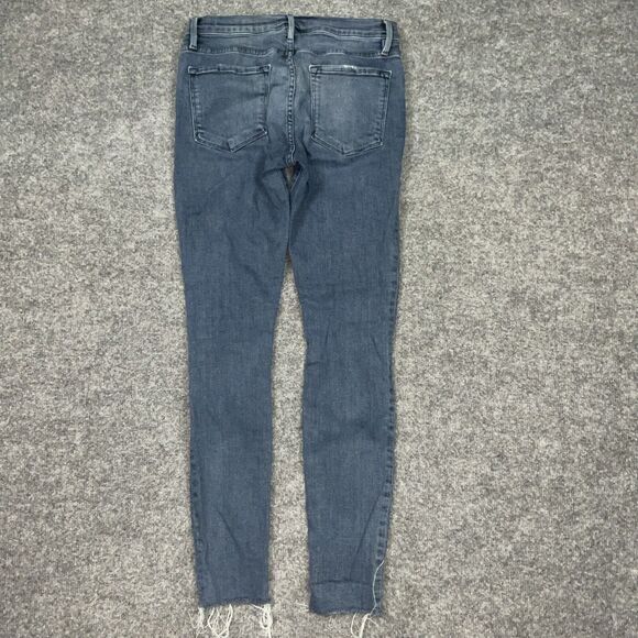 FRAME Jeans Womens Size 28 Blue Denim Le Skinny De Jeanne Distressed Raw Hem - Picture 2 of 12
